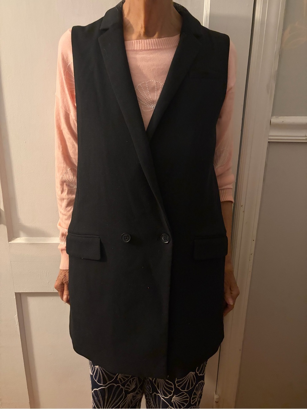 Banana Republic Black Sleeveless Long Blazer Vest